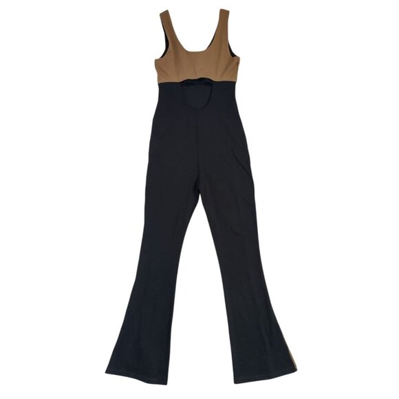 Black and Tan Color Block Sleeveless Flare Leg Scoop Neck SIZE S. Womens . - Picture 3 of 7